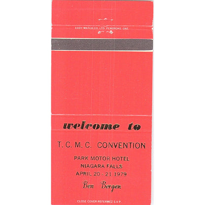 1979 TCMC Convention Park Hotel Niagara Falls Ben Bergen Matchbook TB6-MB2-8