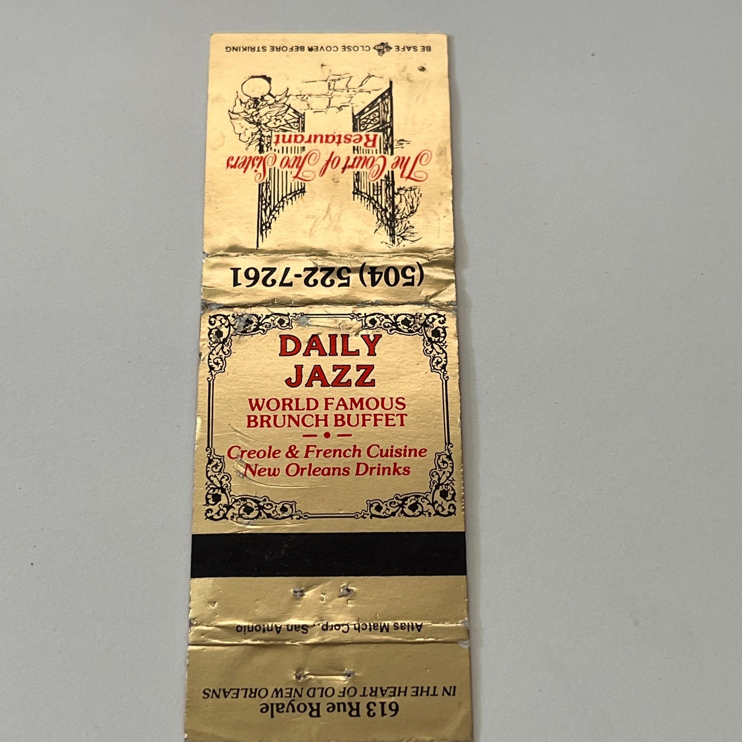 The Court of Two Sisters Restaurant New Orleans Matchbook Cover TB6-MB1-14