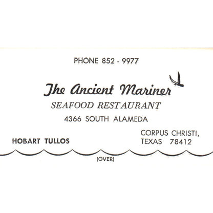 The Ancient Mariner Restaurant Hobart Tullos Corpus Christi Business Card SD8-B7