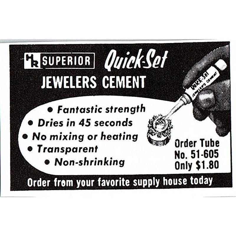 HR Superior Quick-Set Jewelers Cement 1972 Ad AF8-M3