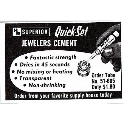 HR Superior Quick-Set Jewelers Cement 1972 Ad AF8-M3