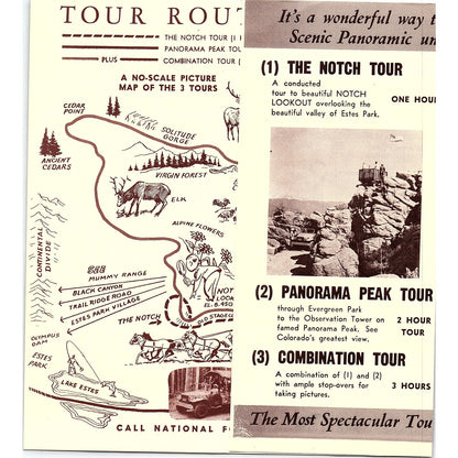 1950s Estes Park CO Panorama Peak and the Notch Map and Travel Brochure AF9-2