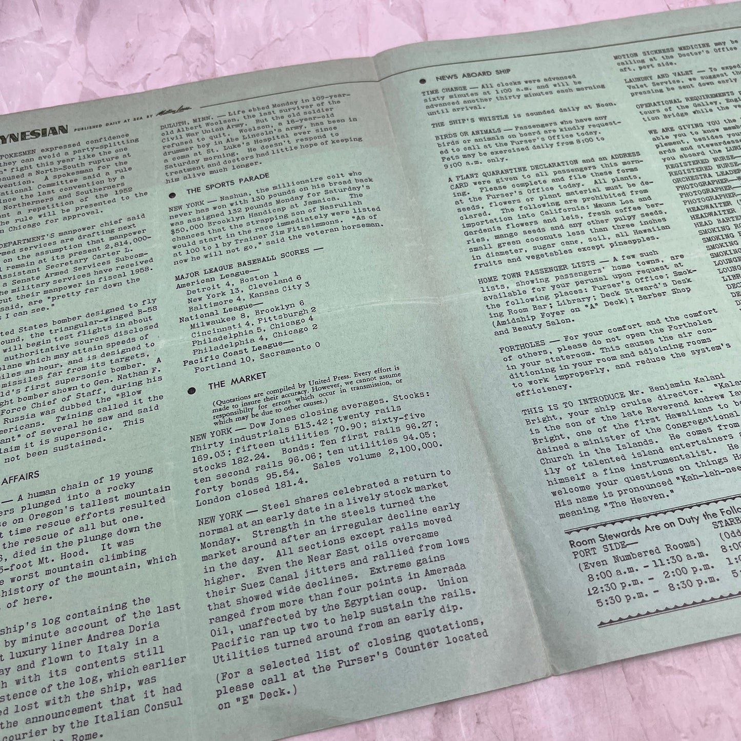 1956 Jul 31 - The Polynesian Hawaii Travel Newsletter Matson Lines TJ5-E1