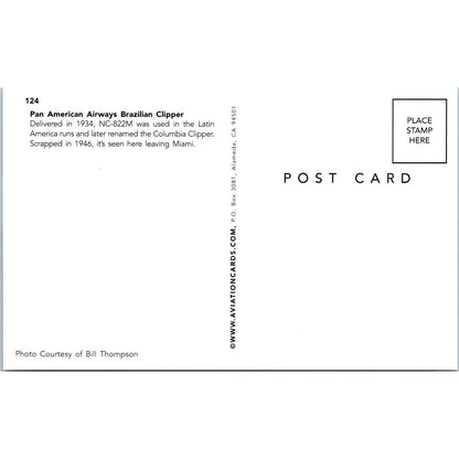 Pan American Airways Brazilian Clipper Vintage Postcard PC19