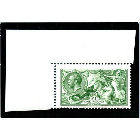 1 Pound Deep Green Corner Marginal Mark Bloxham Stamps Ltd Vintage Postcard PE5