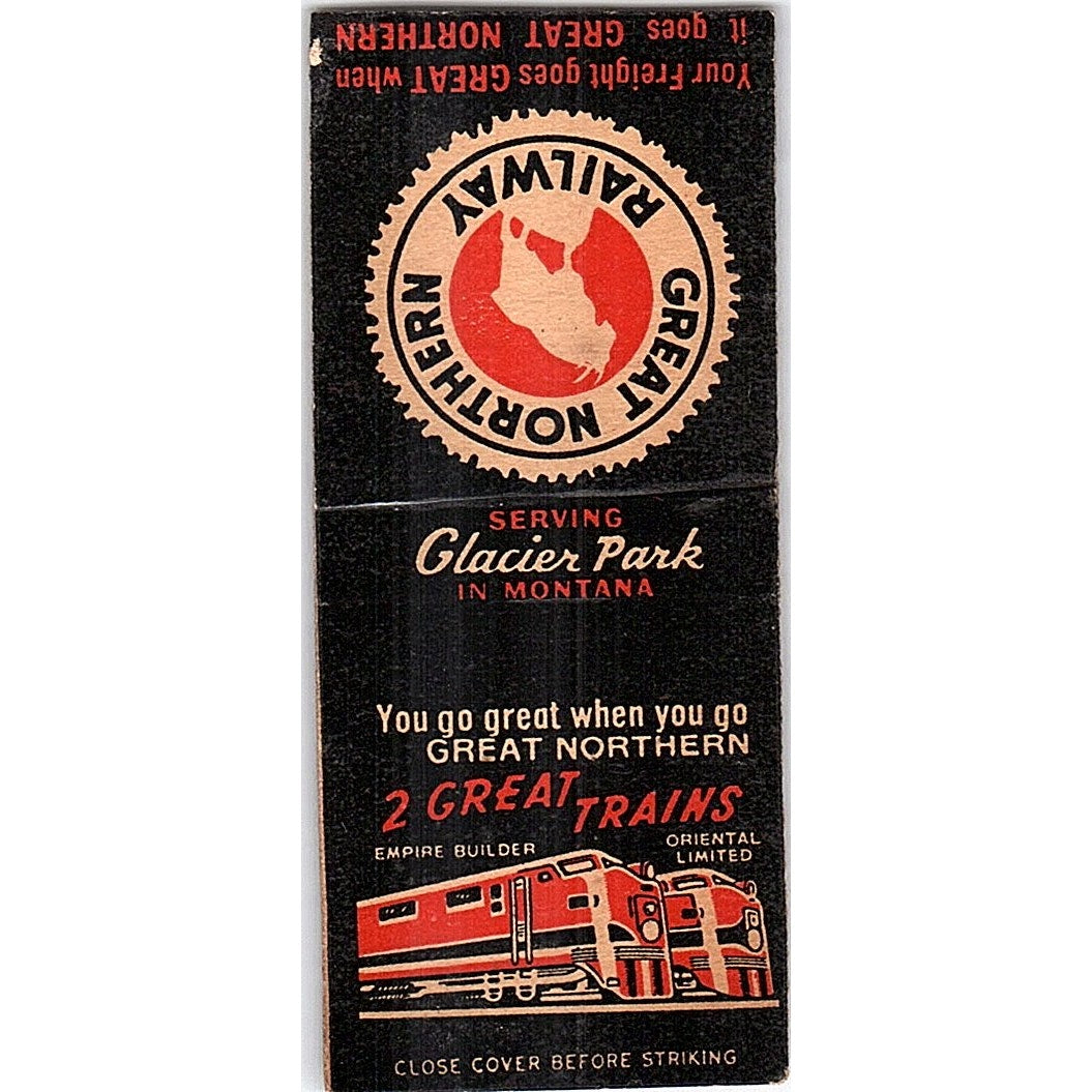 Great Northern Railway Glacier Park MT Vintage Matchbook Cover SC7-Y11