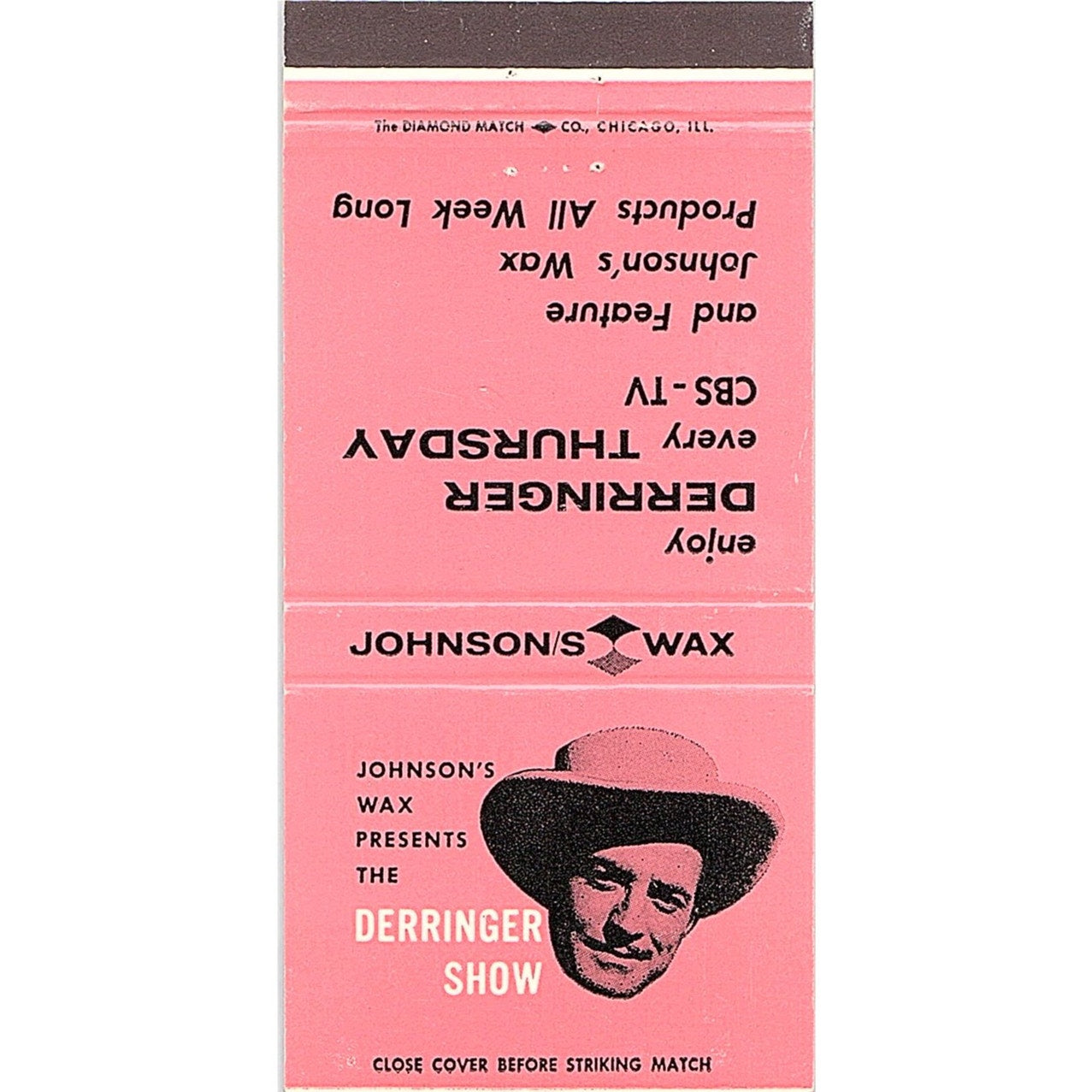 The Derringer Show CBS Johnson's Wax Vintage Matchbook TB6-MB2-7