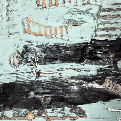 Original Grunge Minimalist Modern Art Collage Painting 8.5x11 "Virason" Signed