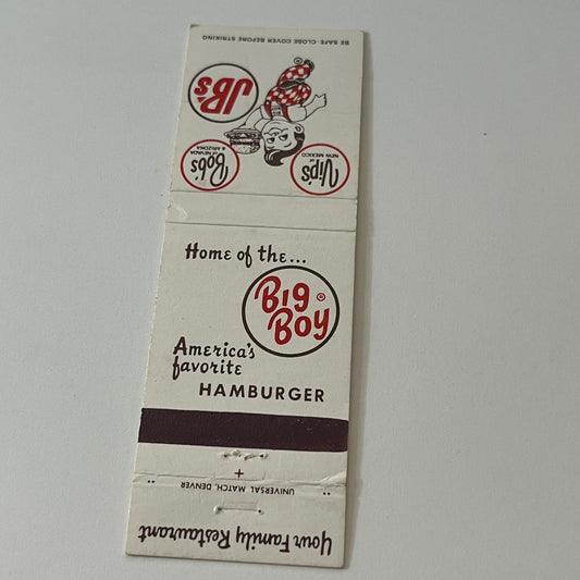 Big Boy Restaurants Vips NM, Bons NV, JB's Vintage Matchbook Cover MB59-4