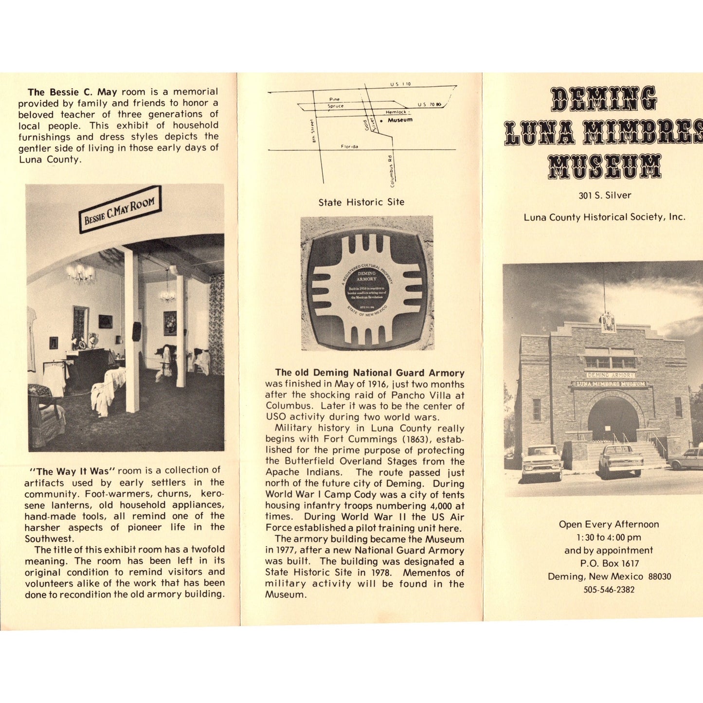 Vintage Deming Luna Mimbres Museum NM Fold Out Travel Brochure TJ5-TB