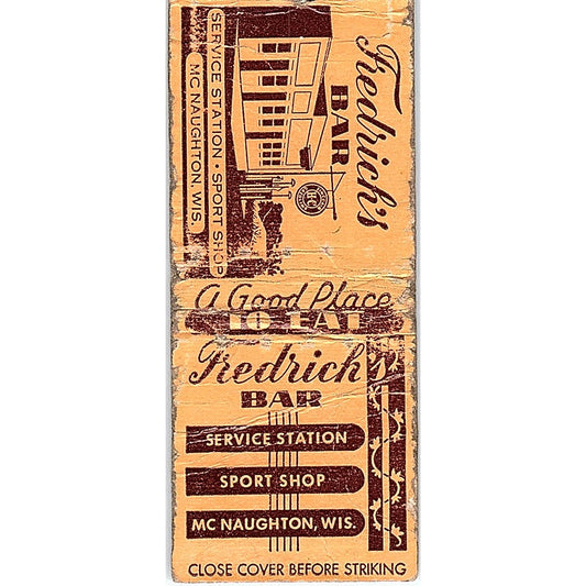 Fredrich's Bar McNaughton WI Vintage Matchbook Cover SC7-Y5