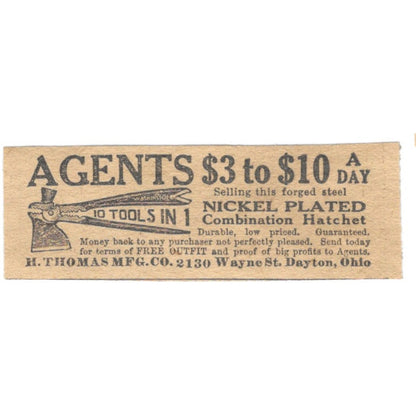 Agents Wanted H. Thomas Mfg Co Dayton OH 1910 Magazine Ad AF1-SS7