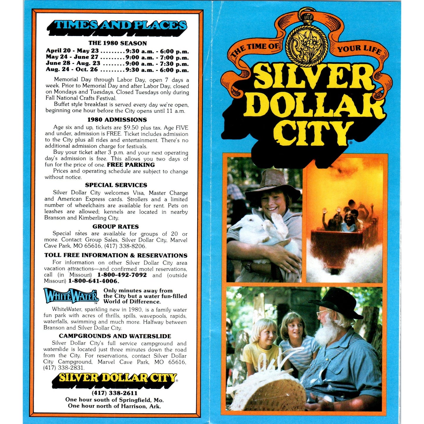 1980 Silver Dollar City Springfield MO Harrison AR Fold Out Brochure TF4-B1