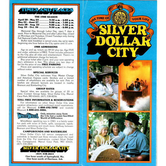 1980 Silver Dollar City Springfield MO Harrison AR Fold Out Brochure TF4-B1