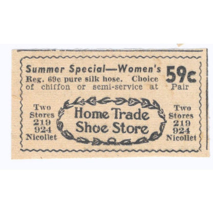 Home Trade Shoe Store Nicollet Ave 1935 Minneapolis Journal Advertisement AE7-H2