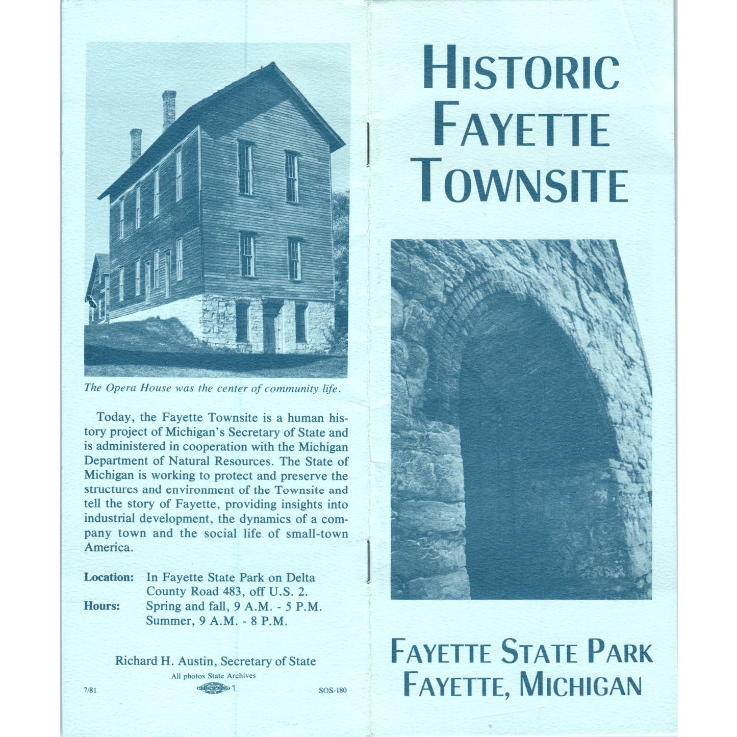 Vintage Historic Fayette Townsite Fayette State Park MI Travel Brochure TF4-B1