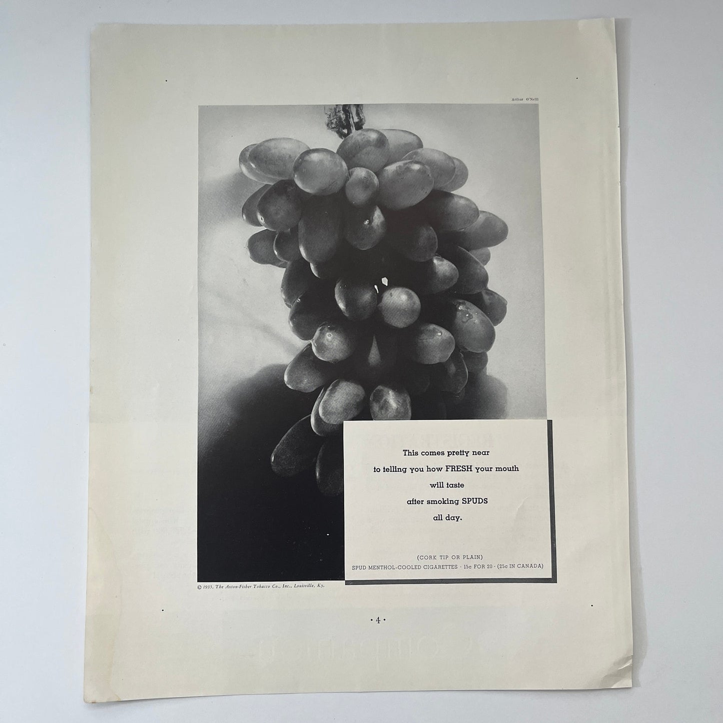 Spud Menthol Cooled Cigarettes Axton-Fisher Tobacco Co Louisville 1935 Ad V1-5