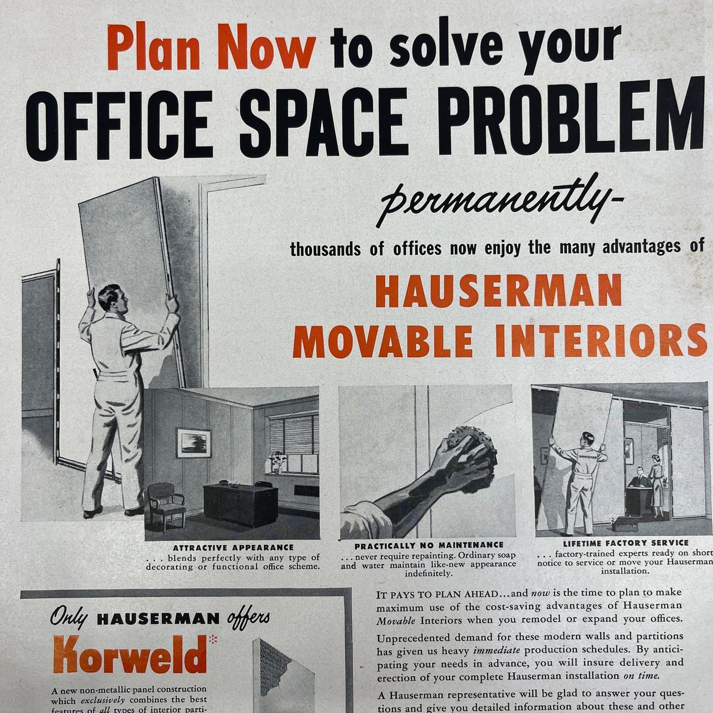 Hauserman Movable Interiors Cleveland Ohio 1951 Magazine Ad FL6-10