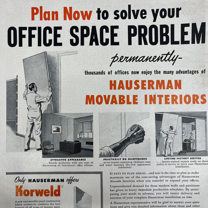 Hauserman Movable Interiors Cleveland Ohio 1951 Magazine Ad FL6-10
