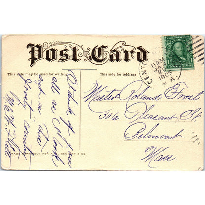 1909 Harvard Island Bridge Winnipesaukee Centre Harbor NH Original Postcard PC9