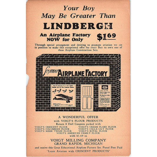 Seymour Airplane Factory Lindbergh Voight Milling Antique Magazine Ad 5.5x8.5 V4