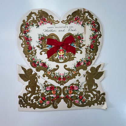 Vintage Ornate Filigree Hallmark Happy Valentines Day Card Mother & Dad J17