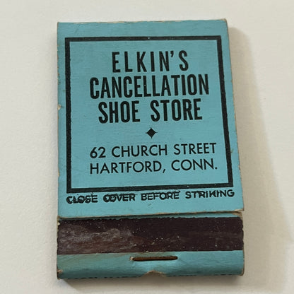 Elkin's Cancellation Shoe Store Hartford CT Vintage Matchbook Cover TB6-MB1-2