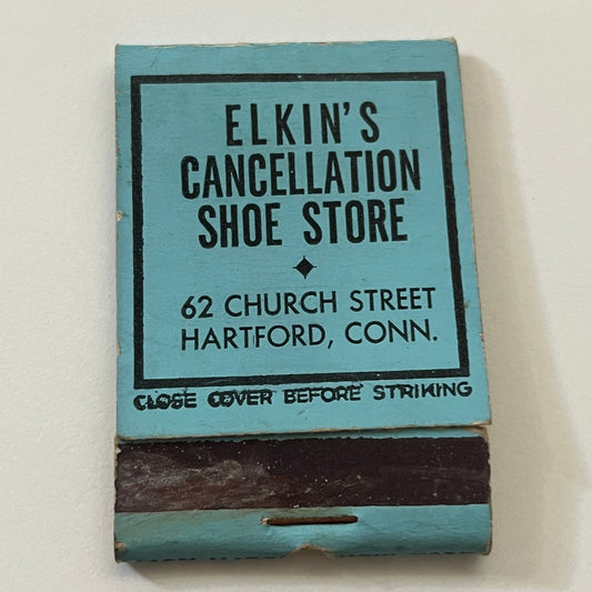 Elkin's Cancellation Shoe Store Hartford CT Vintage Matchbook Cover TB6-MB1-2