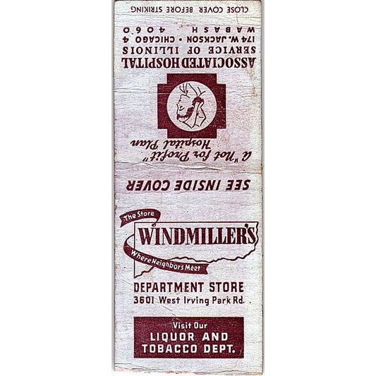 Windmiller's Department Store Chicago Vintage Matchbook Cover SF3-Y4