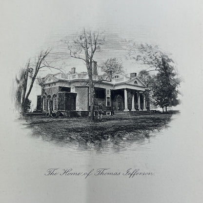 1898 Engraving Monticello Home of Thomas Jefferson American Statesmen 5x7" AE4