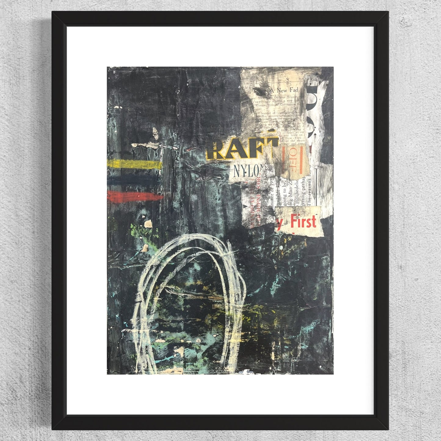 Original Grunge Minimalist Modern Art Collage Painting 8.5x11 "Maquette" Signed