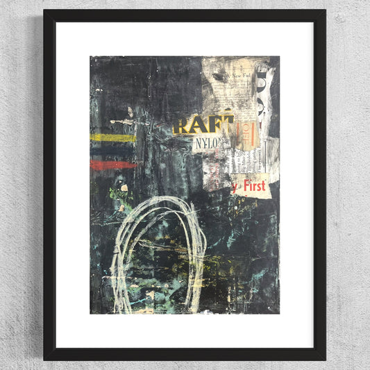 Original Grunge Minimalist Modern Art Collage Painting 8.5x11 "Maquette" Signed