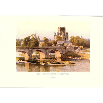 Kelso: The River Tweed and abbey Ruins  E W Haslehust Vintage Art Print 6x9 V12