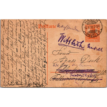WWI Hagen Westfalia Agnes Deck 1918 German Reich Postcard P5-11
