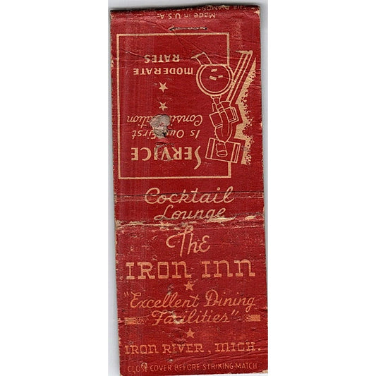 The Iron Inn Iron River Michigan Vintage Matchbook Cover SF3-Y5