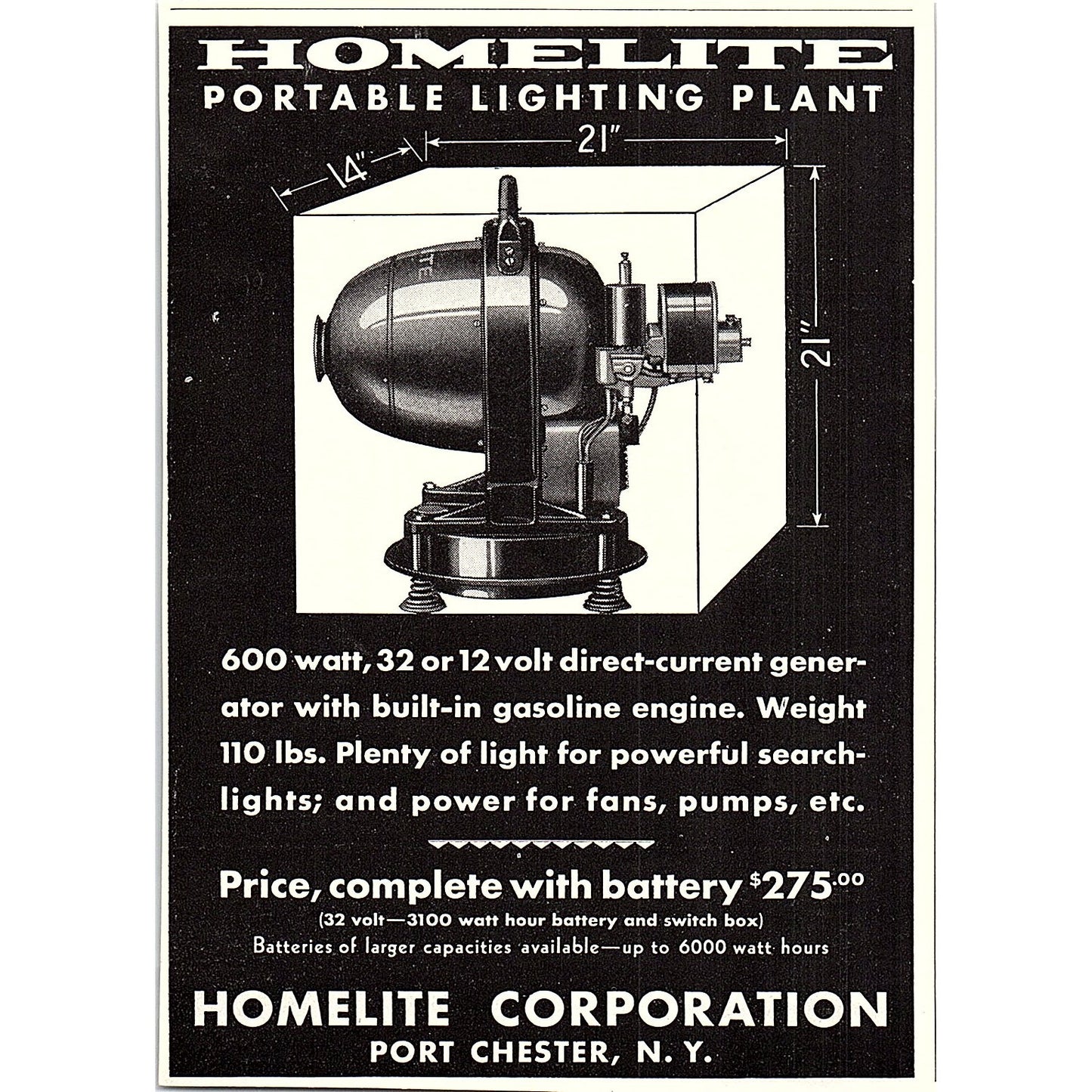 Perko Perkins Marine Lamp Corp Brooklyn, Homelite Port Chester 1932 Ad AG2-M17