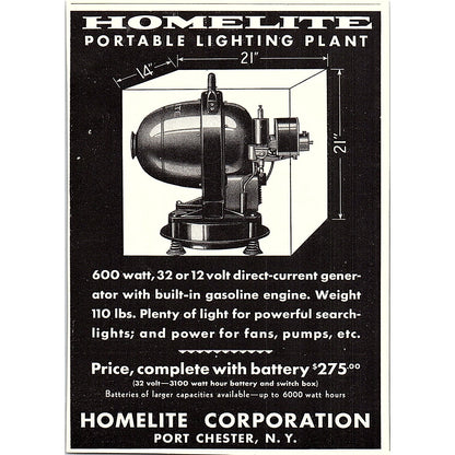 Perko Perkins Marine Lamp Corp Brooklyn, Homelite Port Chester 1932 Ad AG2-M17