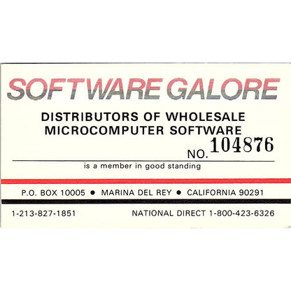 Software Galore Microcomputer Software Marina Del Rey CA Business Card SD9-B2