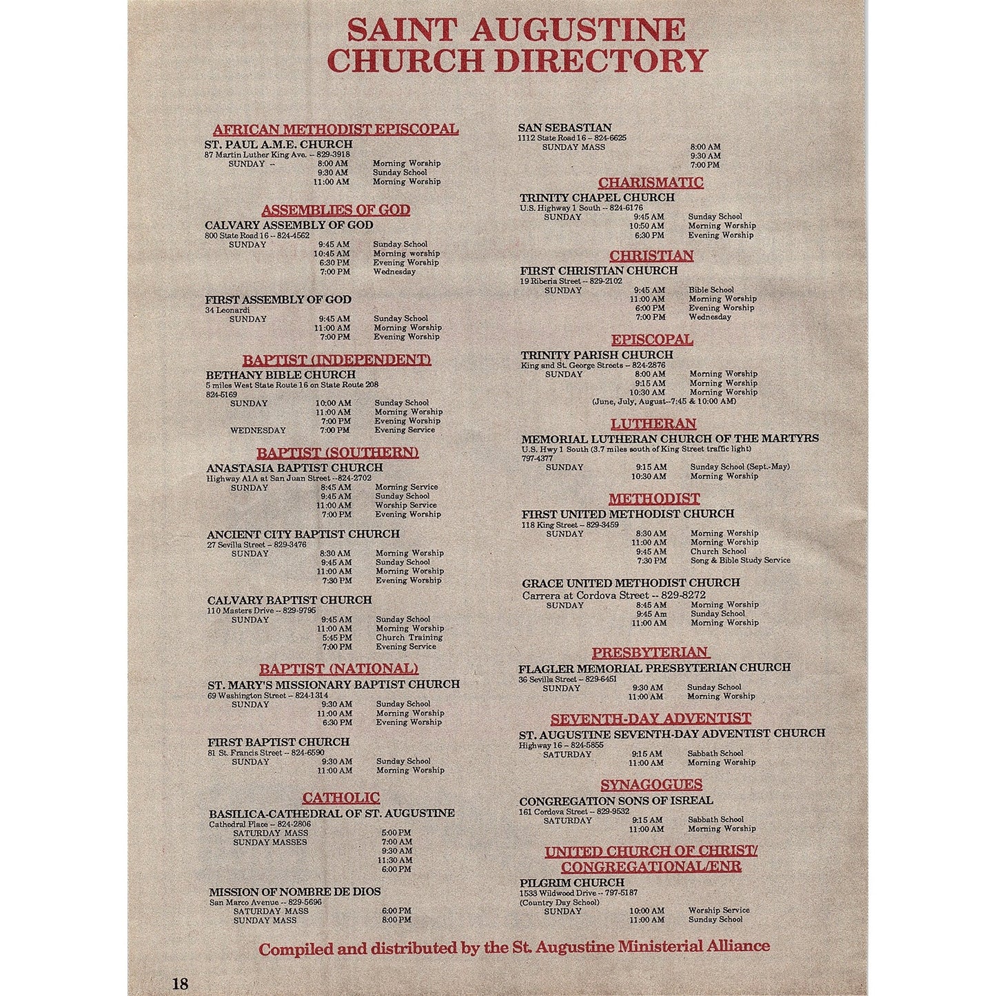 St. Augustine Church Directory 1989 Ad AF9-12