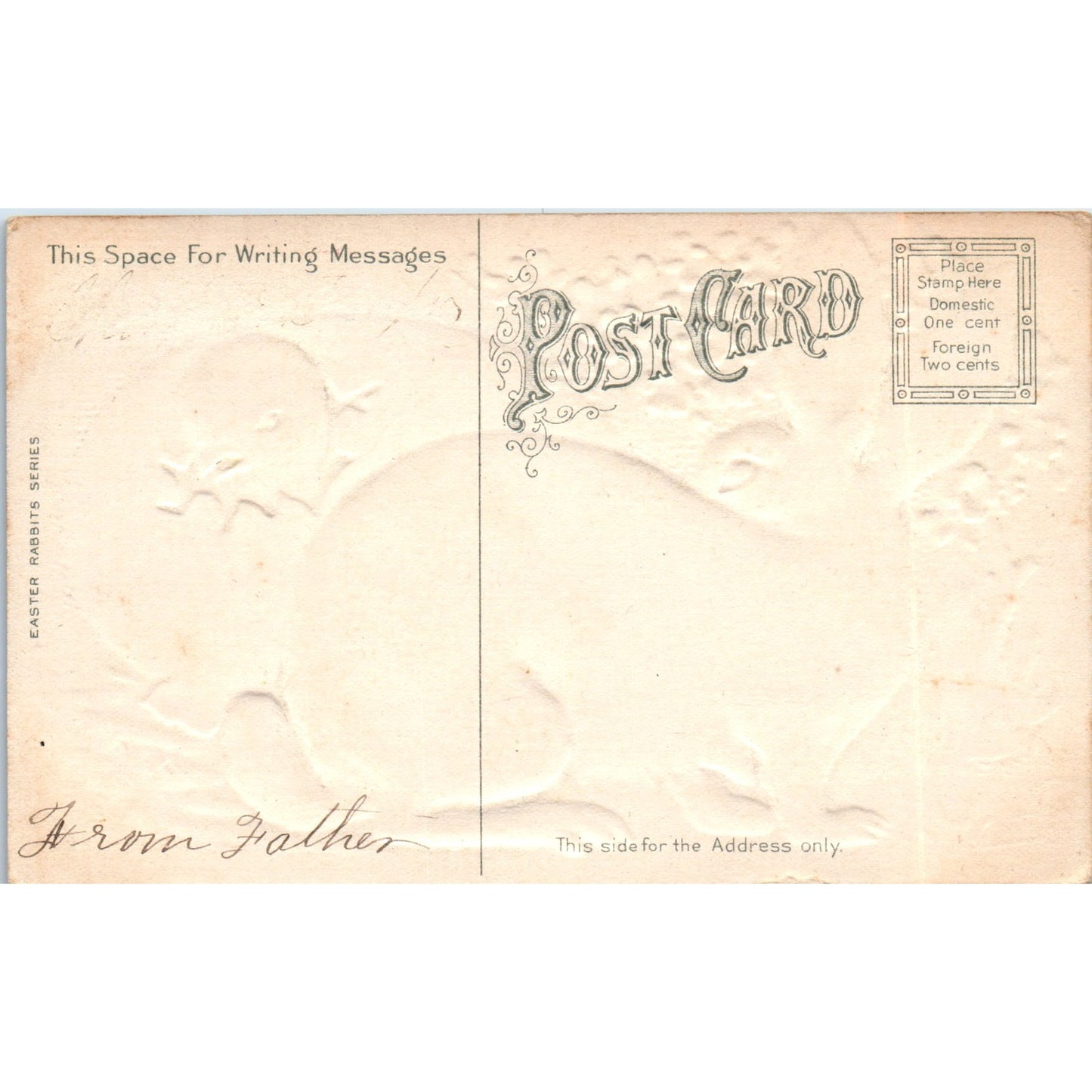 c1910 Edwardian Easter Bunny, Chick Hatching From Egg Embossed Postcard PE1
