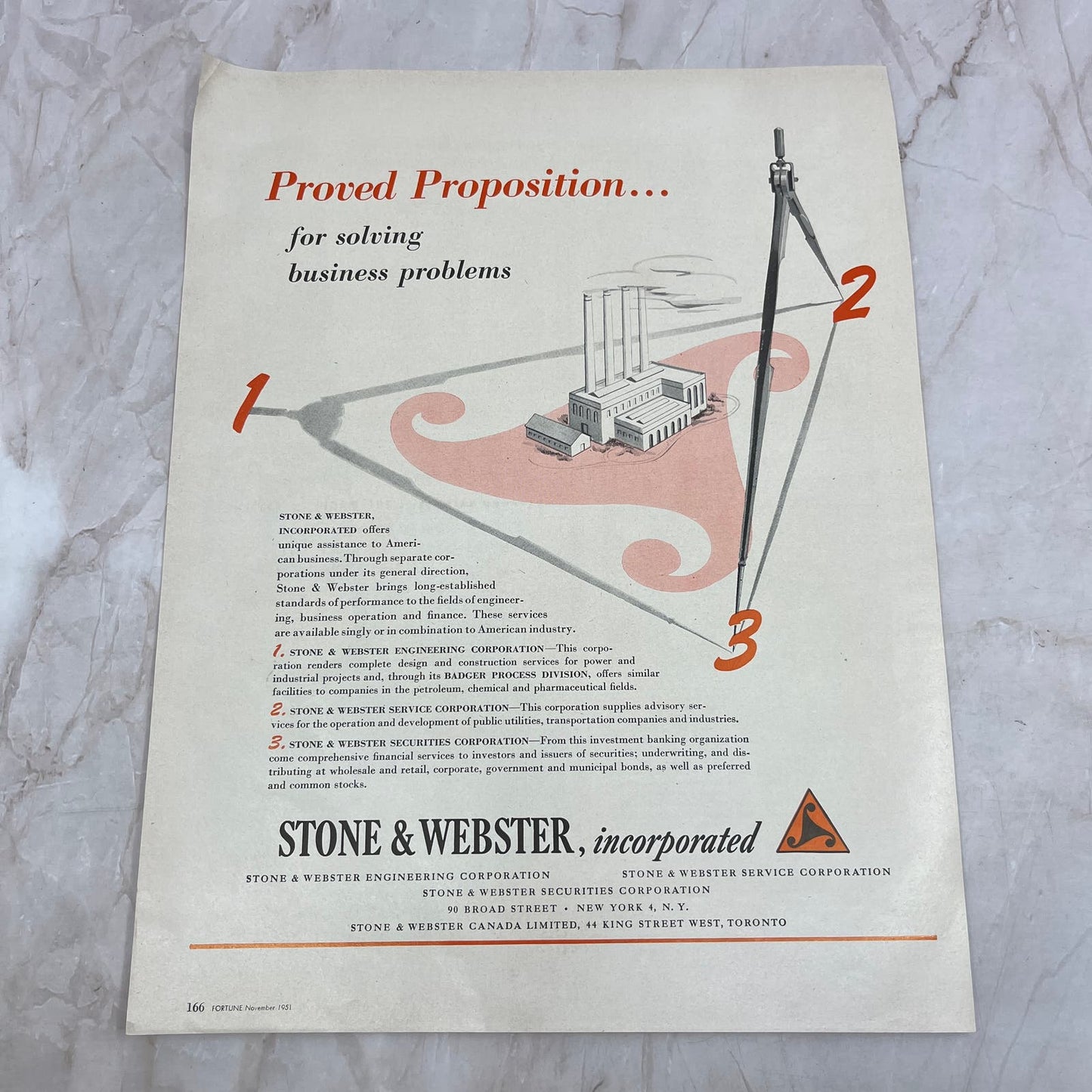 Stone & Webster Engineering and Service NY Toronto 1951 Magazine Ad FL6-10