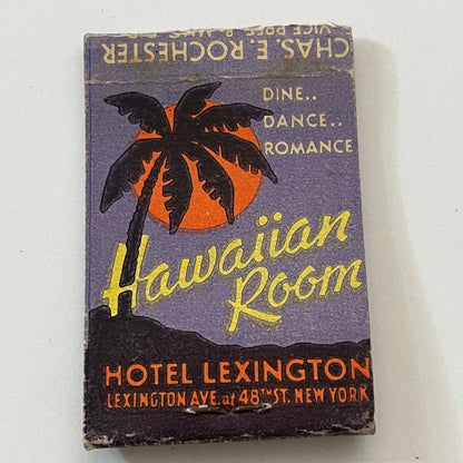Hotel Lexington Hawaiian Room Vintage Matchbook Cover TB6-MB1-5