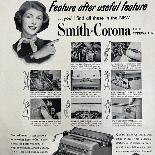 The New Smith-Corona Office Typewriter 1951 Magazine Ad FL6-10