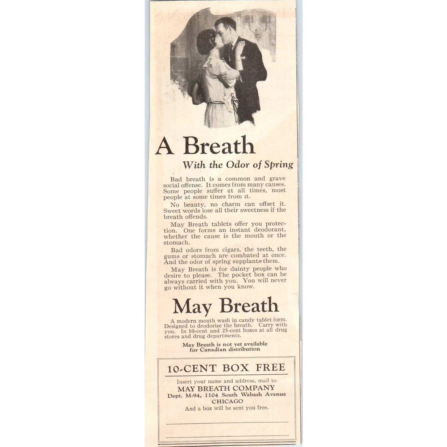 May Breath Co Mouth Wash Tablets Chicago 1924 Magazine Ad AF7-LJ1