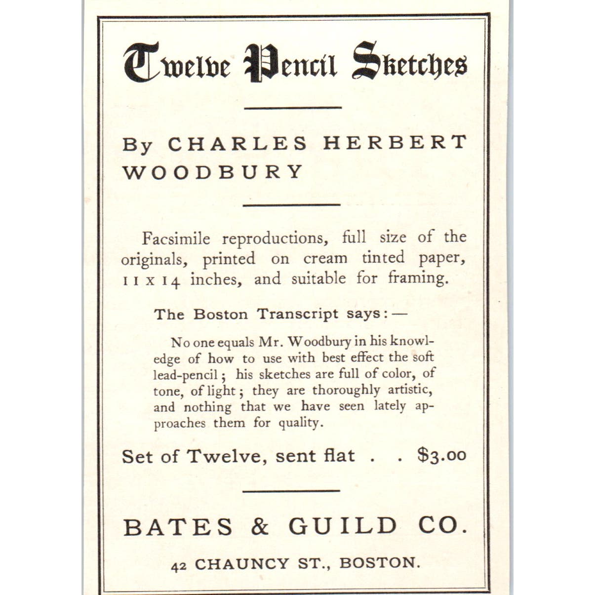 Charles Herbert Woodbury Sketches Bates & Guild Co c1905 Victorian Ad AE9-MA6