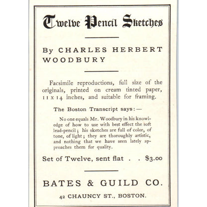 Charles Herbert Woodbury Sketches Bates & Guild Co c1905 Victorian Ad AE9-MA6