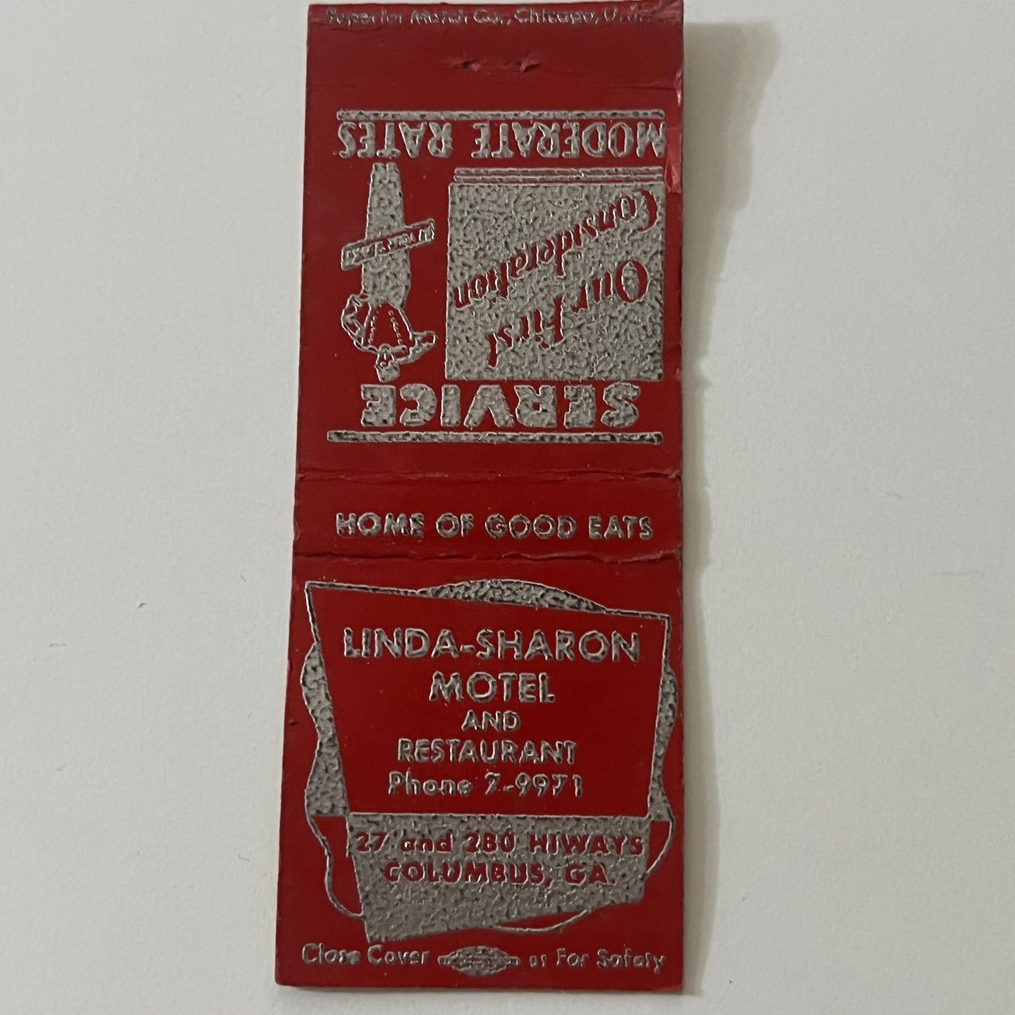 Linda -Sharon Motel & Restaurant Columbus GA Vintage Matchbook TB6-MB2-11