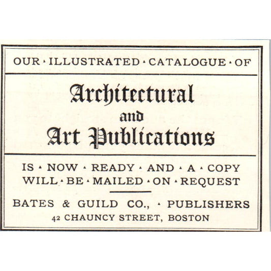Architectural & Art Publications Bates & Guild Boston 1905 Victorian Ad AE9-MA10
