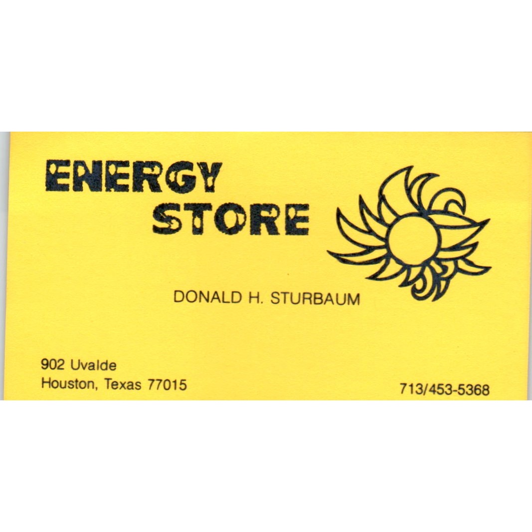 Donald H. Sturbaum Energy Store Houston TX Vintage Business Card SD4-B2