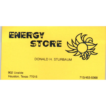Donald H. Sturbaum Energy Store Houston TX Vintage Business Card SD4-B2